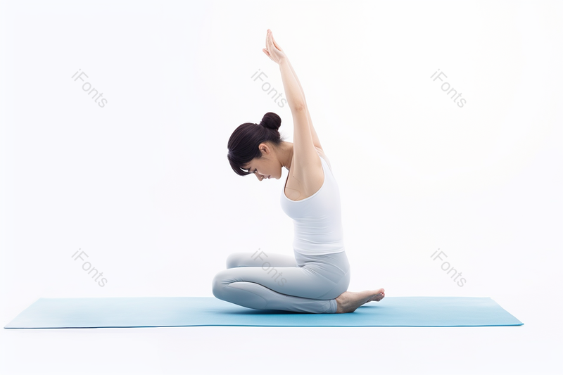 白衣白底女人女性健身减肥瑜伽冥想热身健康养生摄影,高清,摄影图,摄影图片,图片大全,摄影图免费下载